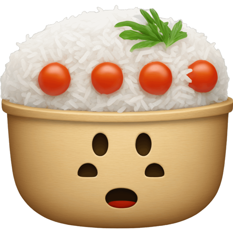 rice with tomato and surimi sticks emoji