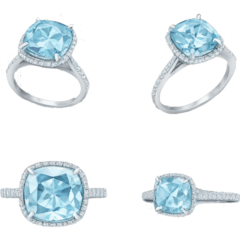 Light blue cushion diamond engagement ring  emoji