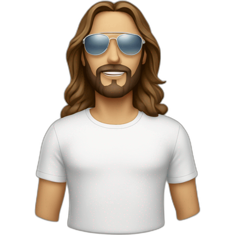 Jesus with clear aviators and tshirt emoji