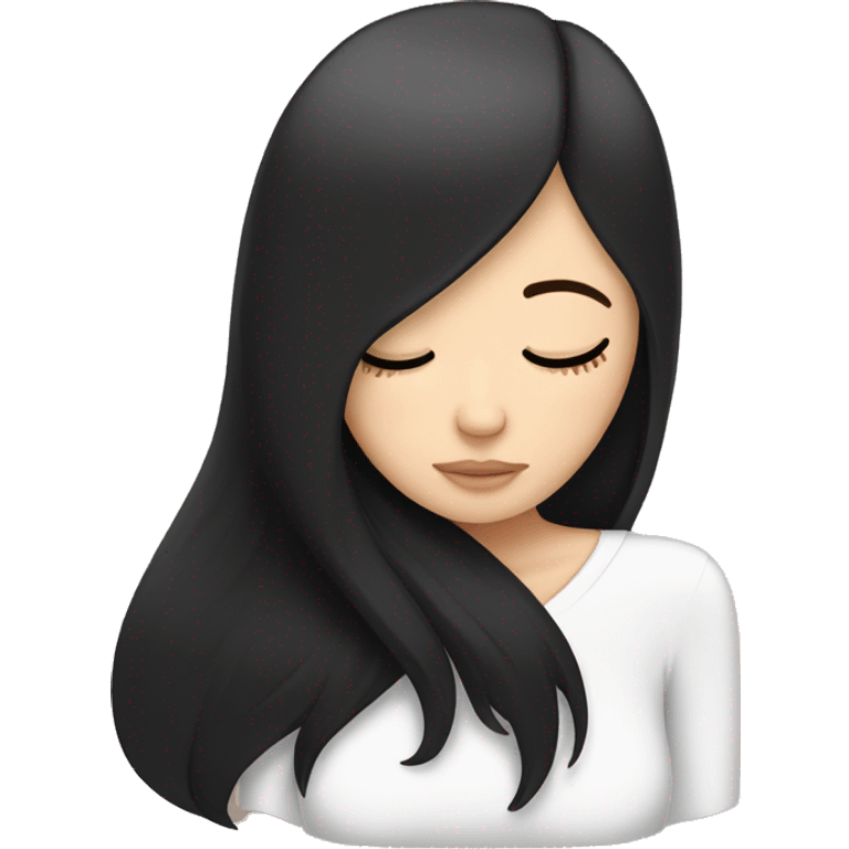 white girl with black straight hair sleeping emoji