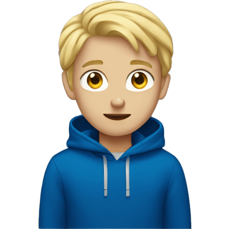 Blonde boy in deep blue hoodie  emoji