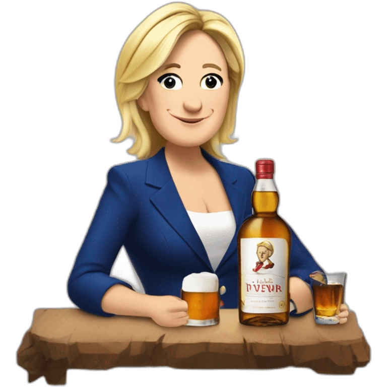 Marine le Pen qui voit un whisky emoji