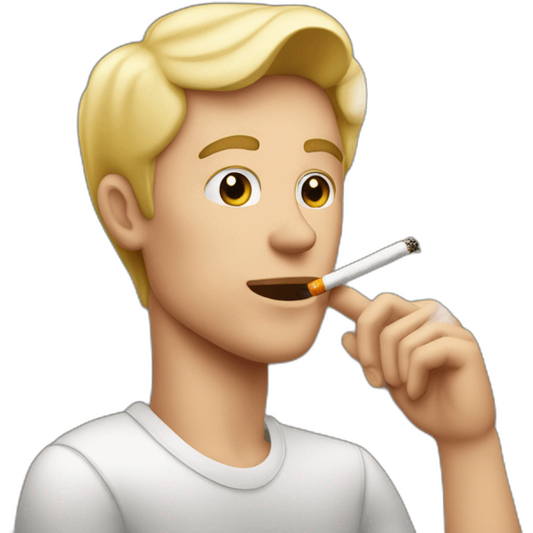 blonde white man smoking cigarette in front of tbone steak emoji