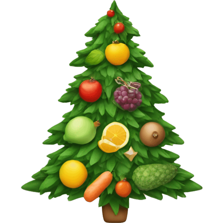 christmas tree with healthy food on it emoji