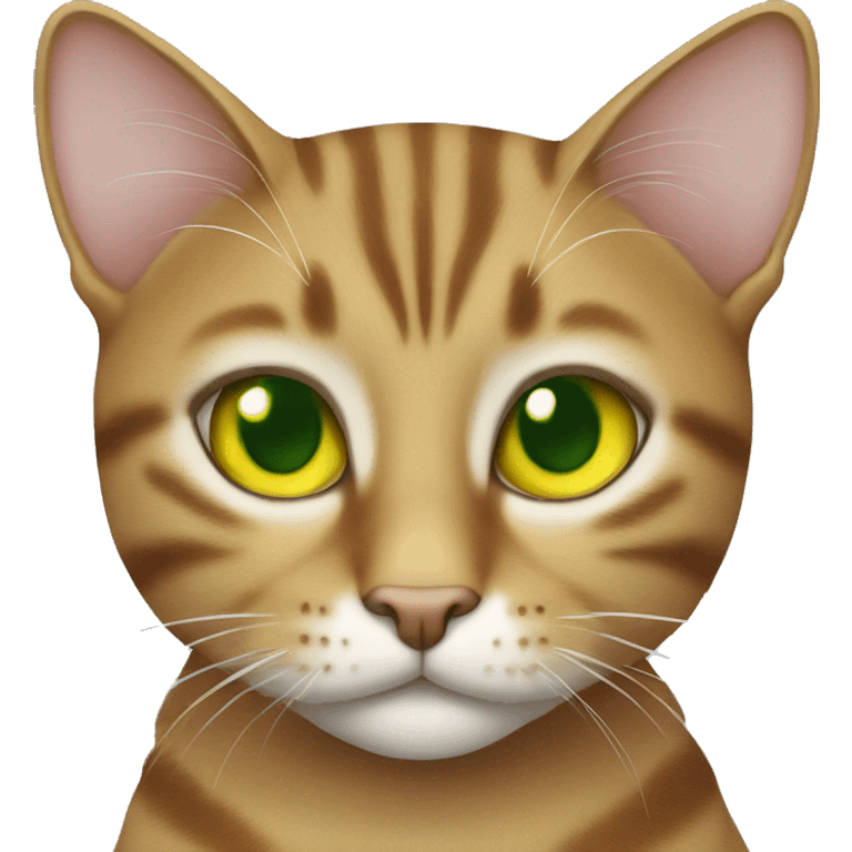 Tabby cat male with green yellow eyes  emoji