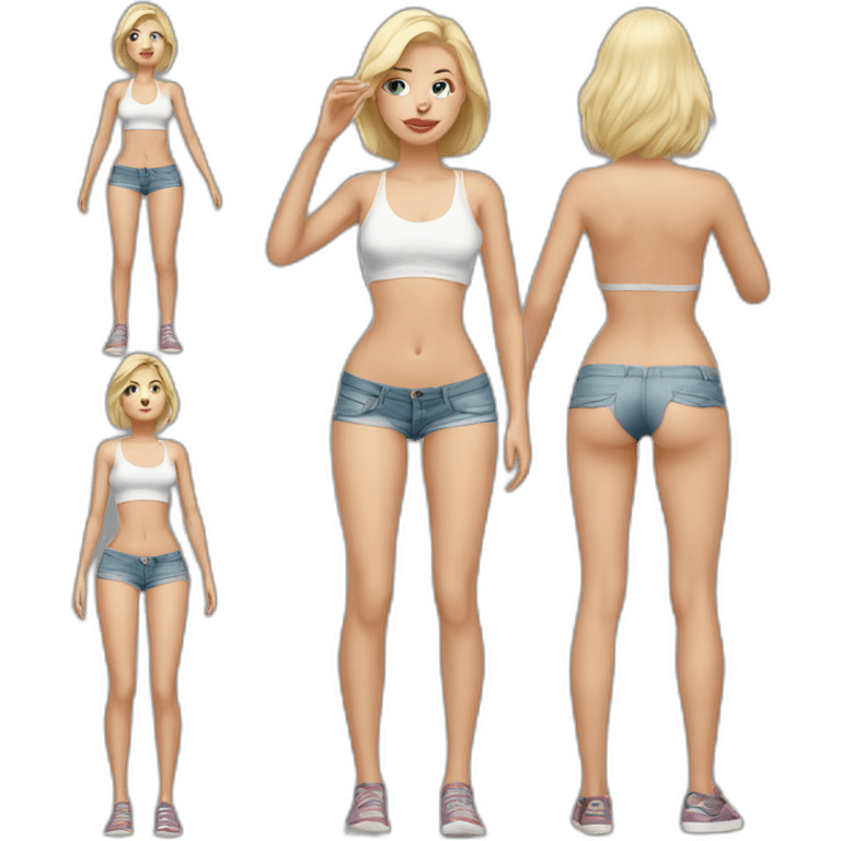 realist white blonde girl with short shorts emoji