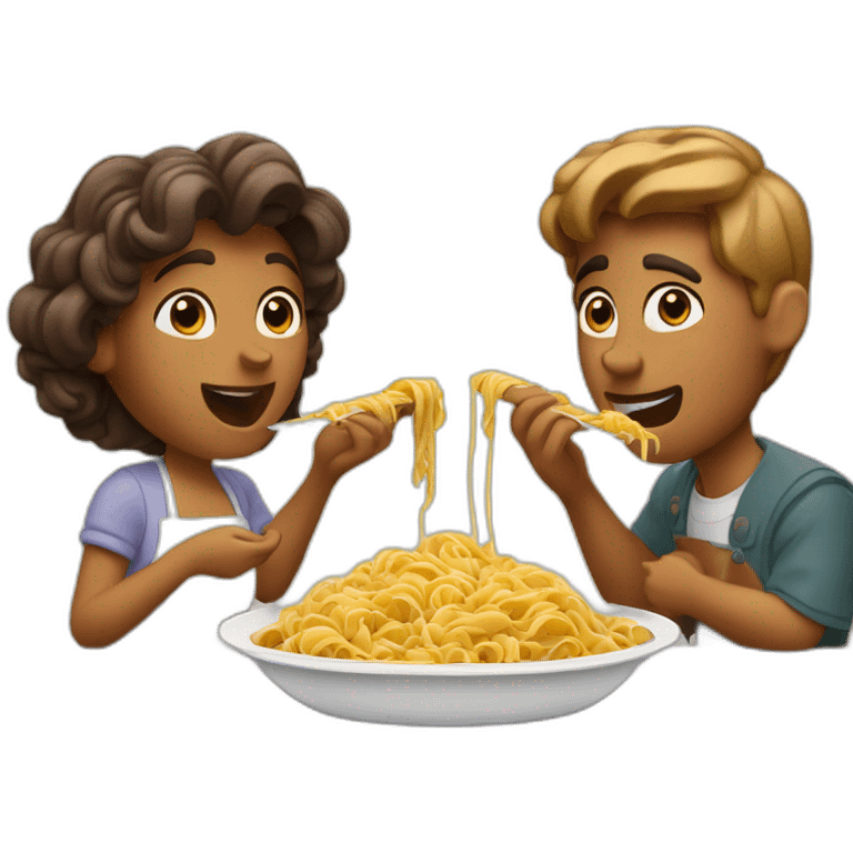 couple eating pasta like lady and the tramp emoji