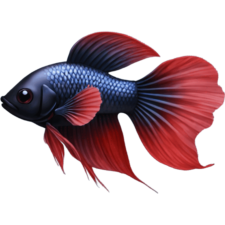 99% Black betta fish short fins tiny red lines  emoji