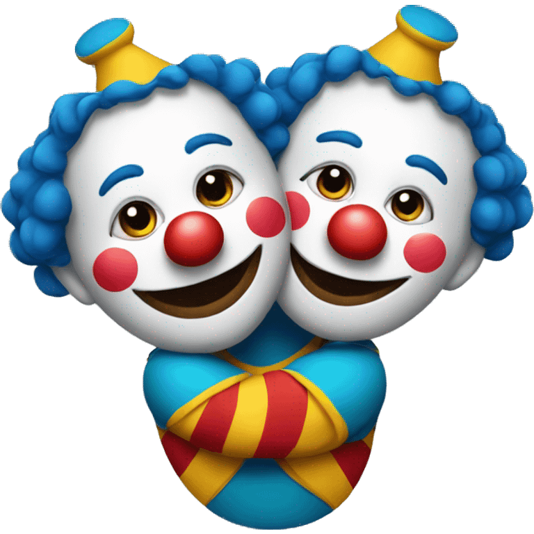 two clown emojis hugging emoji