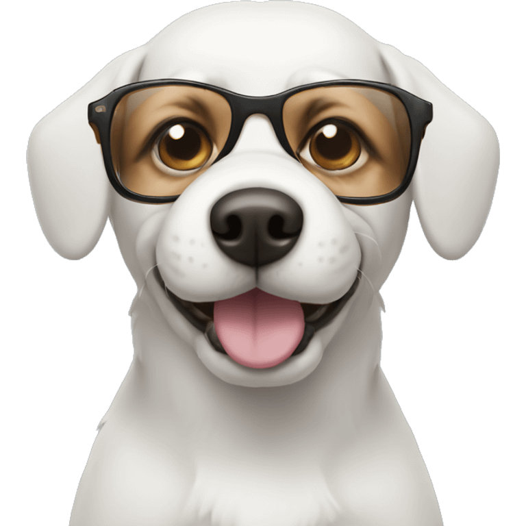 Dog wearing a glasees emoji