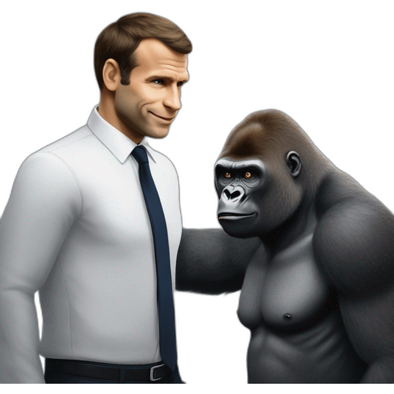 Gorilla meeting Emanuel Macron emoji