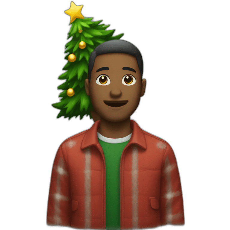 Man with a Christmas tree emoji