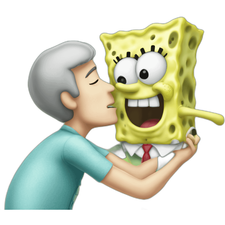 Spongebob kissing Squidward emoji