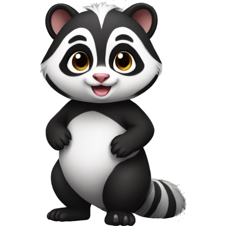 Cute skunk-panda-raccoon-ferret-cat-hybrid full body emoji