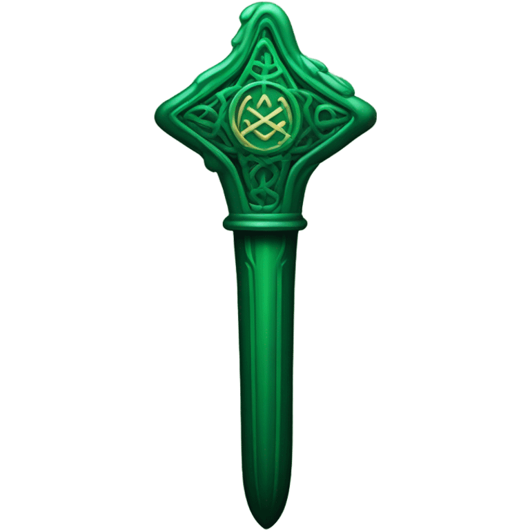 dark green magic wand Slytherin emoji