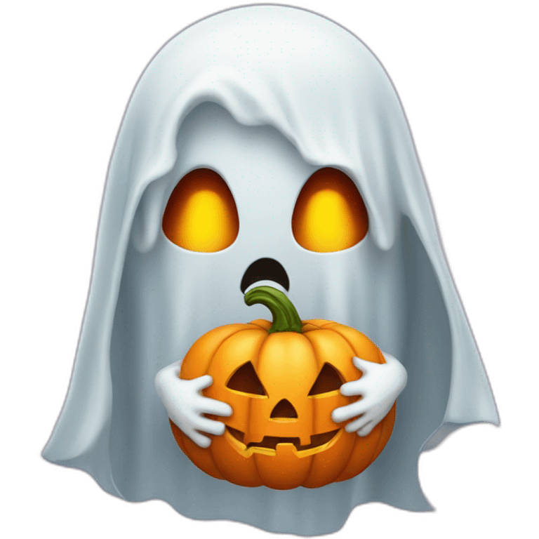 halloween ghost with a pumpkin emoji