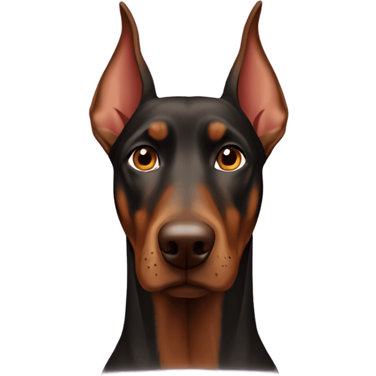 Brown Doberman without cropped ears face emoji