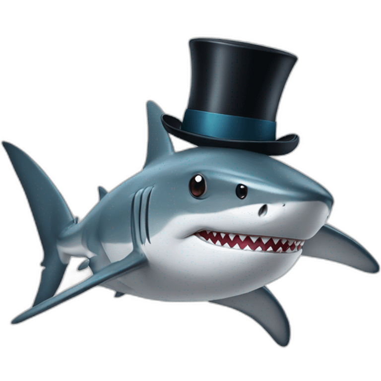 Shark with a top hat emoji