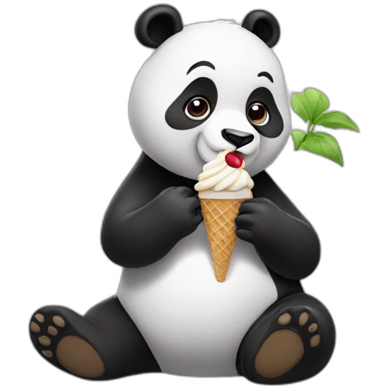 Panda eating ice cream emoji