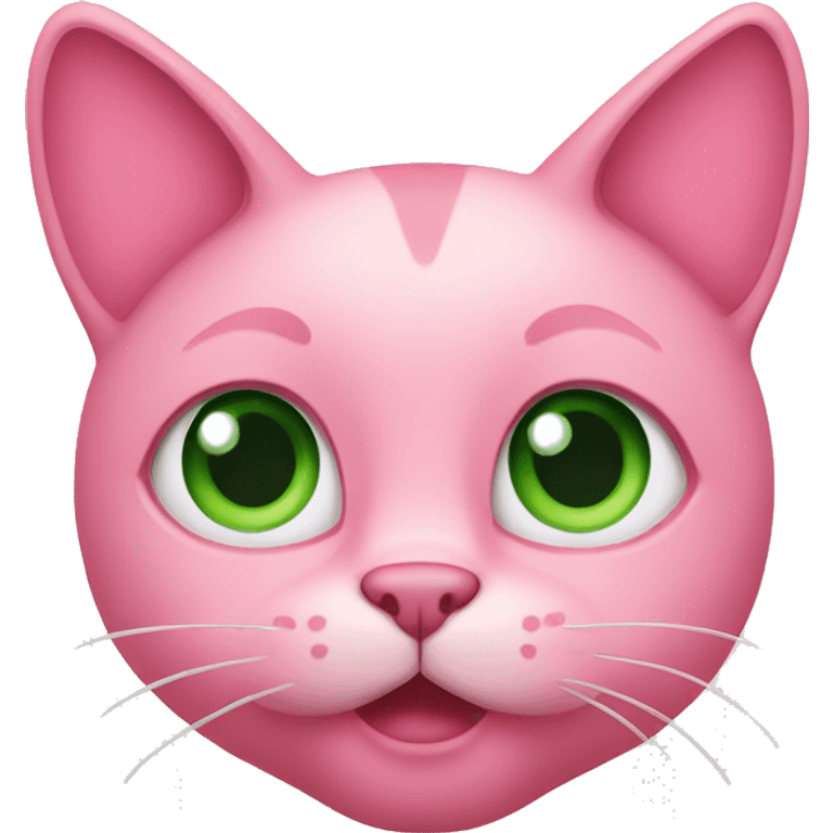 Pink cat with green eyes emoji