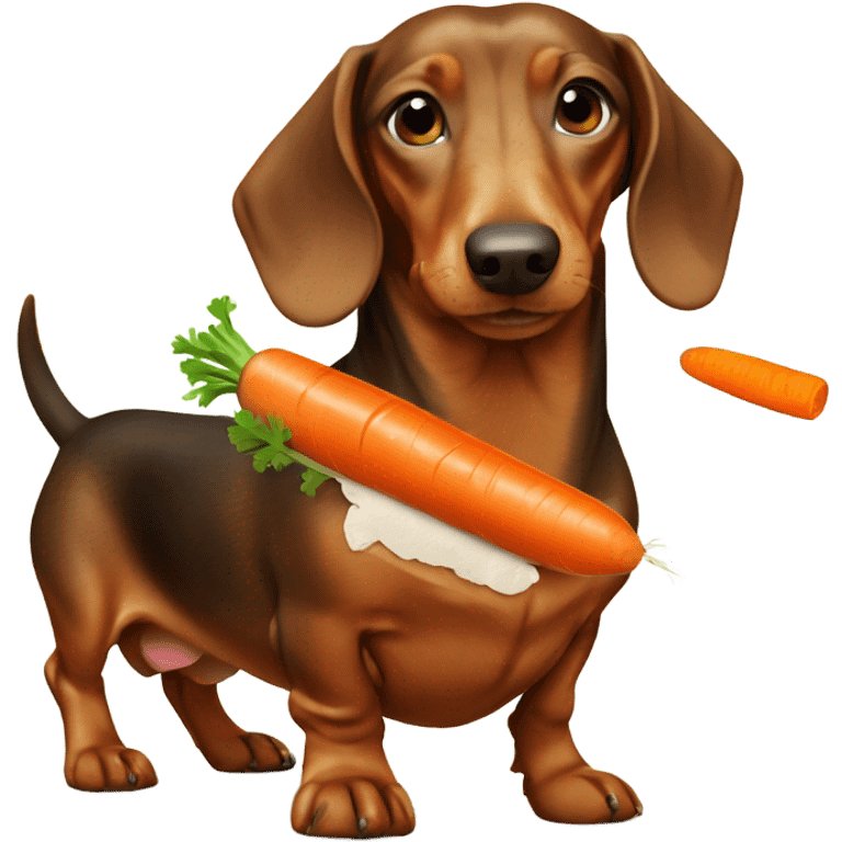 Dachshund with carrot emoji