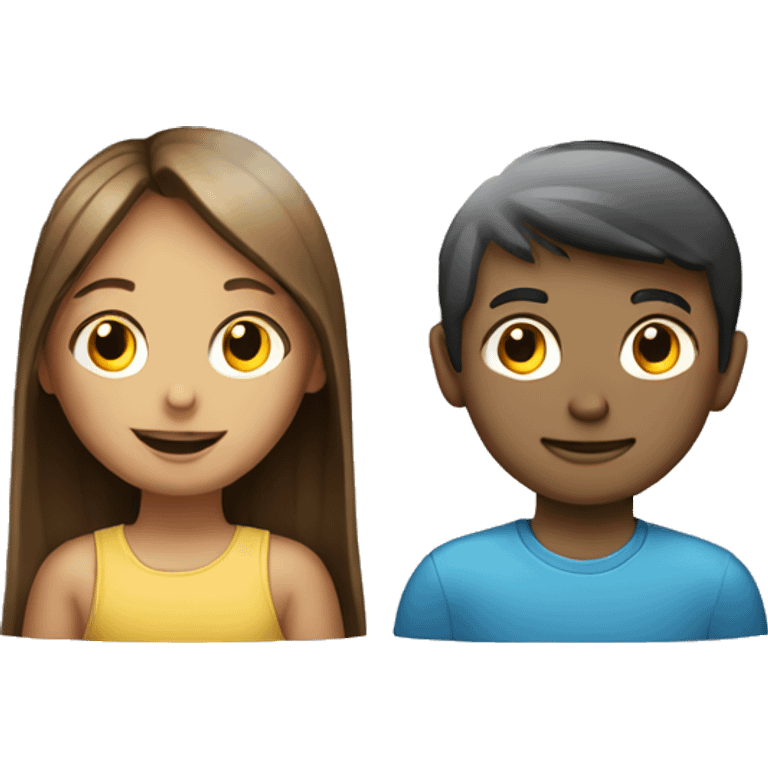 Girl and boy laptop with light above head emoji