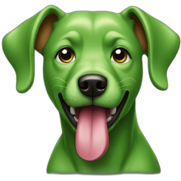 a green dog with his tongue sticking out emoji