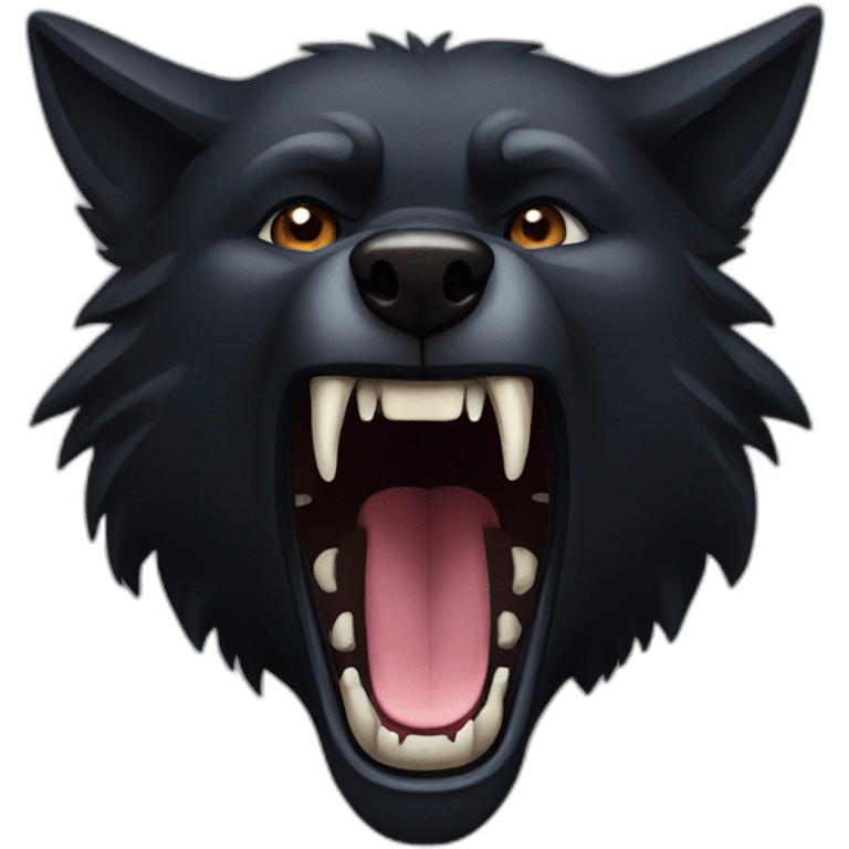 Black wolf growling  emoji