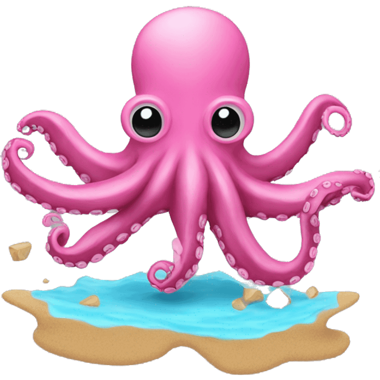 An pink octopus throwing Sand emoji