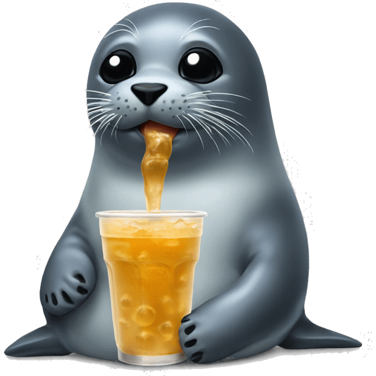 seal drinking boba emoji