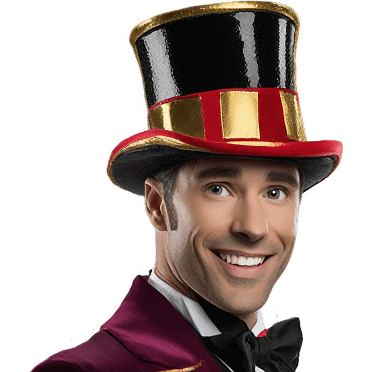 Disney The Greatest Showman Circus Ringmaster Top Hat, Black/Red/Gold, One Size, Wearable Costume  emoji