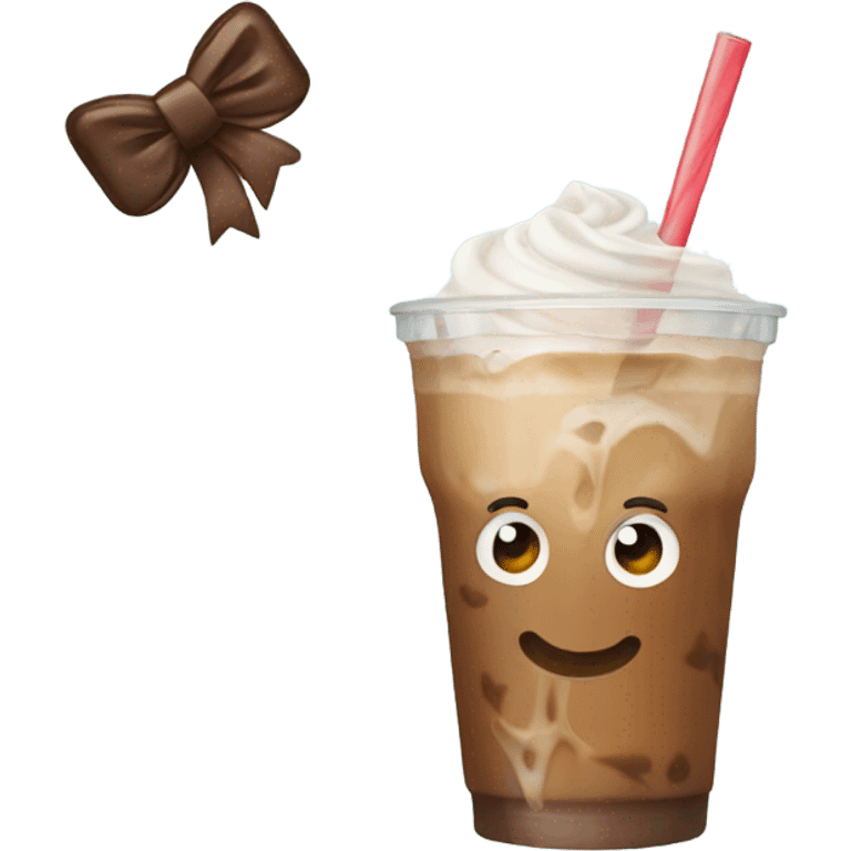 Ice coffee with a bow on it  emoji