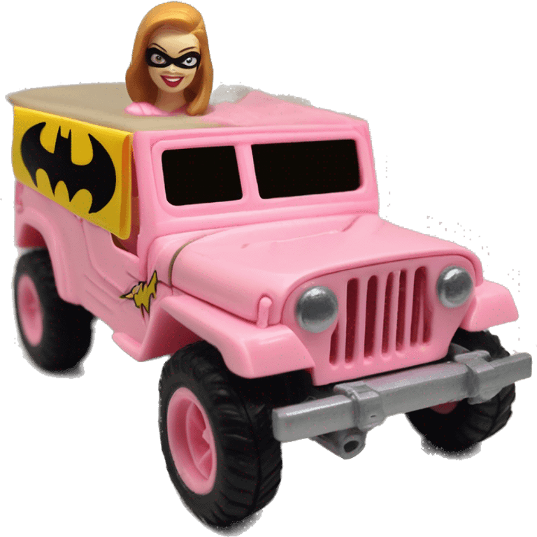 Cute Evil Batgirl 1942 Willy’s light pink army general’s jeep hot wheels real riders highly detailed  emoji