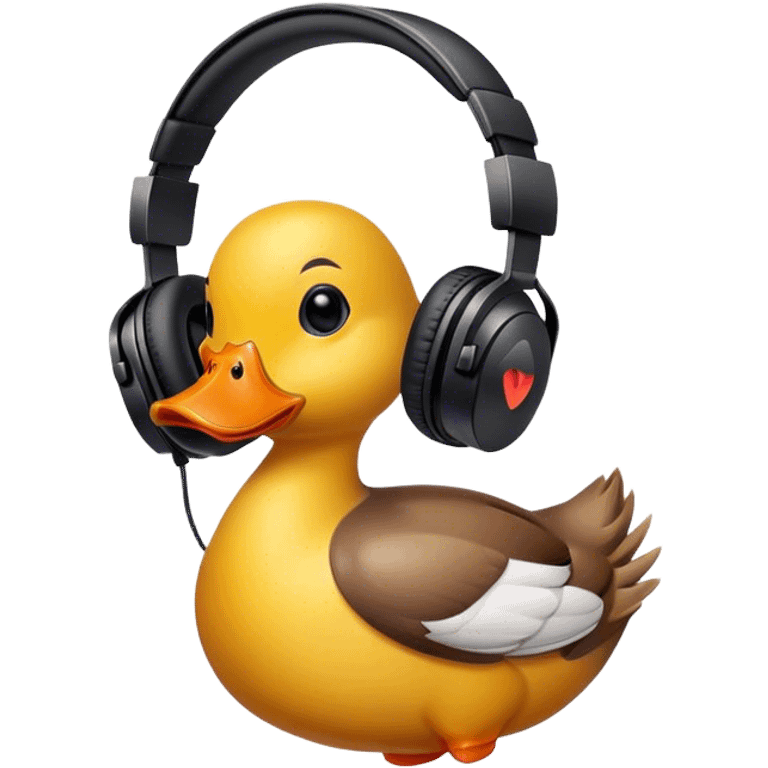 Duck with gaming headphones emoji