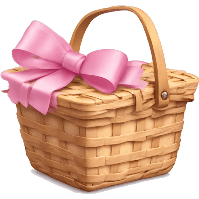 Picnic  basket in light pink bow emoji