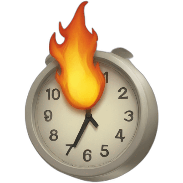 five minute clock on fire emoji