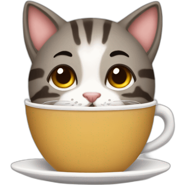 Quero um gatinho tomando cafe emoji