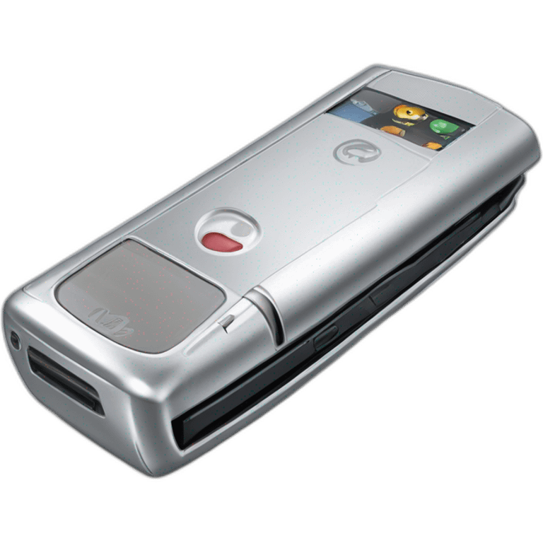 Silver Fold out Motorola Razr V3 mobile device with the iconic clamshell design emoji