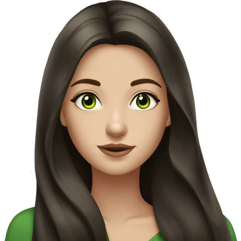 Beautiful Russian girl green eyes very long dark brown hair  emoji