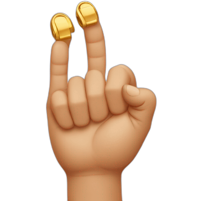 Thumb with a bigg gold ring on the thumb emoji