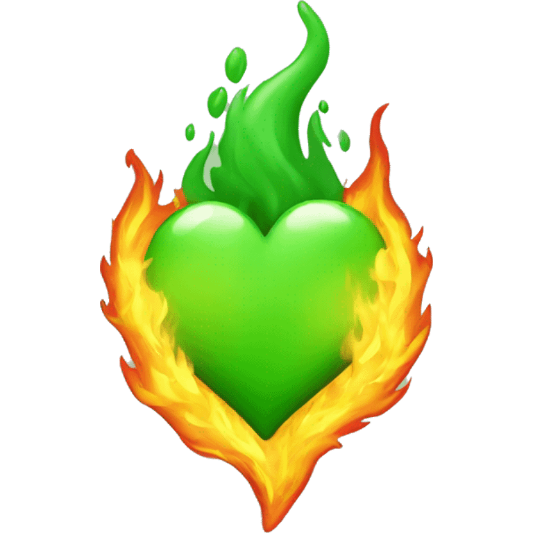 The green heart is on fire emoji