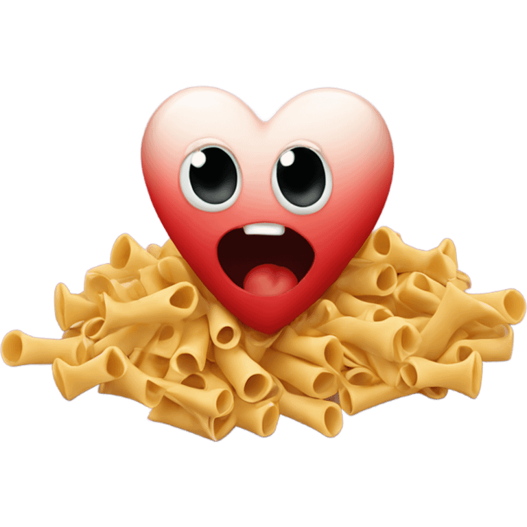 Scary love heart with pasta for legs emoji