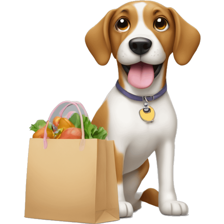 a dog with a shopping bag emoji