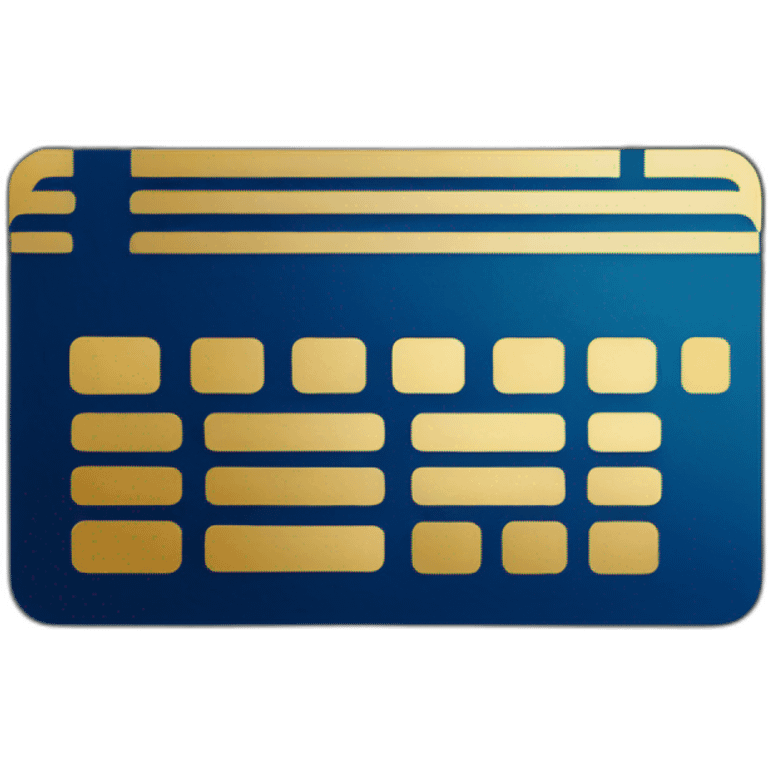 Bank Card flat style emoji, main color is a gold gradient, payment system is a blue rounded rectangle emoji