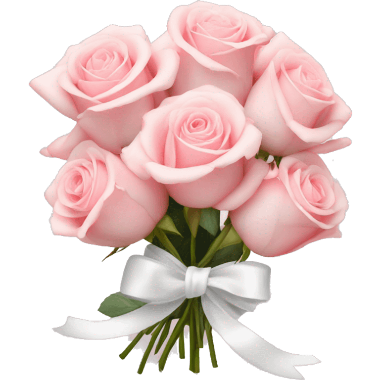 Bundle: A small bundle of light pink roses with soft petals, tied together with a simple white ribbon bow emoji