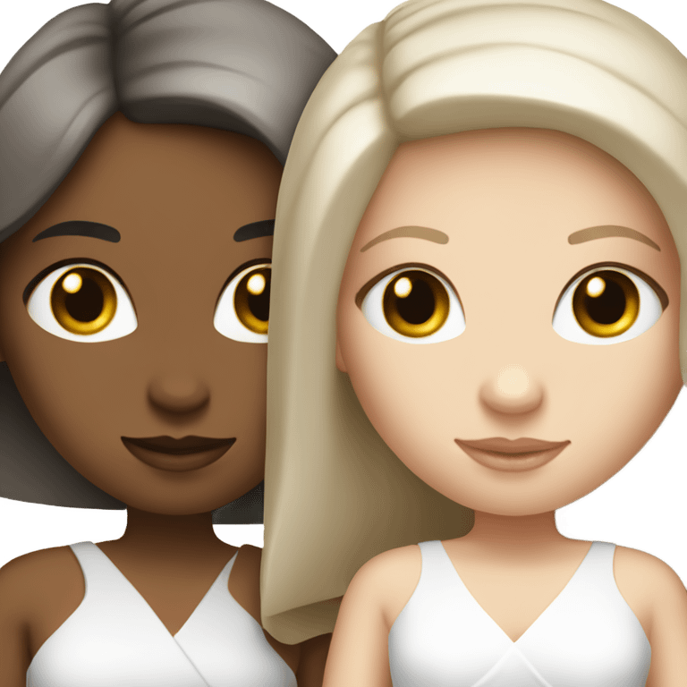 Two brunette white girls in pretty white dresses  emoji