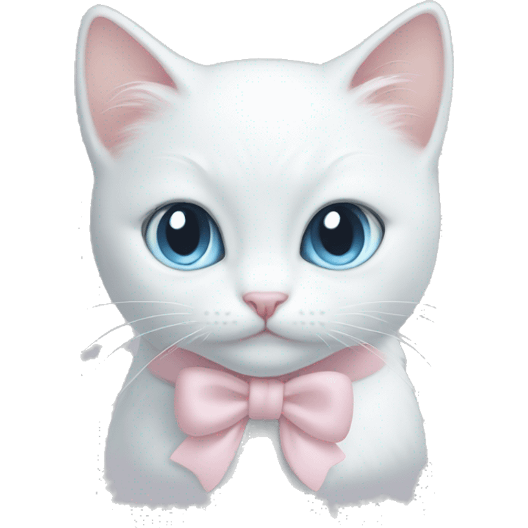 White cat light pink bow light blue eyes  emoji