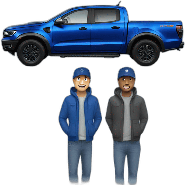 blue ford ranger raptor with man emoji