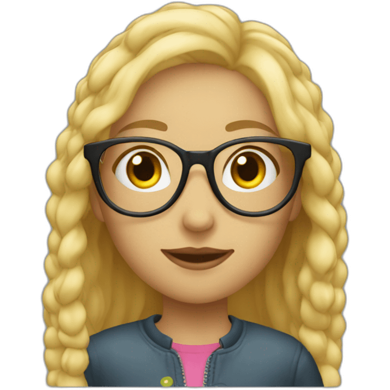 a blonde girl, 23 years old, with transparent! glasses emoji