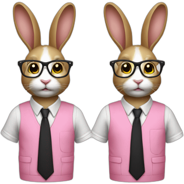 Specialist rabbit pink, glasses black, wears shirt yellow emoji